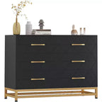 Modern 6 Drawer Wood TV Stand, Entertainment Console Table with Storage for Bedroom, Living Room, Entryway, Hallway, Nursery, Media Cabinet