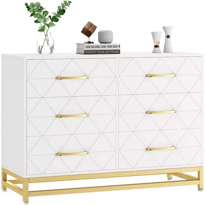 Mobile porta TV moderno con 6 cassetti in legno, console d'intrattenimento con contenitore per camera da letto, soggiorno, ingresso, corridoio, cameretta, mobile multimediale