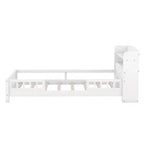 Piattaforma Letto con Ripiani Contenitore Illuminazione a LED Testiera Sponda Letto Piattaforma Struttura Supporto Nessuna Rete Necessaria Bianco Misura Singola