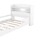 Piattaforma Letto con Ripiani Contenitore Illuminazione a LED Testiera Sponda Letto Piattaforma Struttura Supporto Nessuna Rete Necessaria Bianco Misura Singola