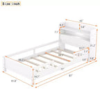 Piattaforma Letto con Ripiani Contenitore Illuminazione a LED Testiera Sponda Letto Piattaforma Struttura Supporto Nessuna Rete Necessaria Bianco Misura Singola
