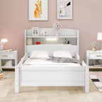 Piattaforma Letto con Ripiani Contenitore Illuminazione a LED Testiera Sponda Letto Piattaforma Struttura Supporto Nessuna Rete Necessaria Bianco Misura Singola