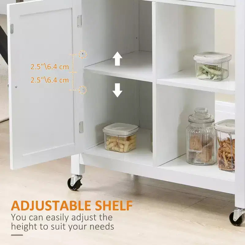 Okak Carrello da Cucina su Ruote con Ripiano, Carrello da Cucina con Piano in Legno, Tavolo da Isola da Cucina per Sala da Pranzo, Cucina, Soggiorno