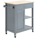 Okak Carrello da Cucina su Ruote con Ripiano, Carrello da Cucina con Piano in Legno, Tavolo da Isola da Cucina per Sala da Pranzo, Cucina, Soggiorno