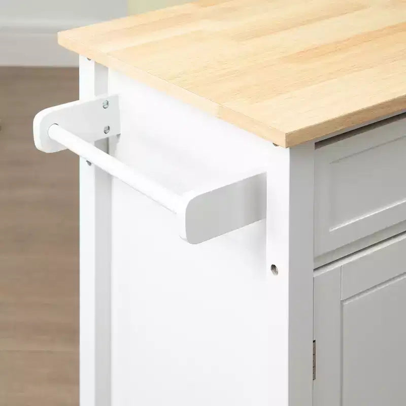 Okak Carrello da Cucina su Ruote con Ripiano, Carrello da Cucina con Piano in Legno, Tavolo da Isola da Cucina per Sala da Pranzo, Cucina, Soggiorno