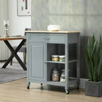 Okak Carrello da Cucina su Ruote con Ripiano, Carrello da Cucina con Piano in Legno, Tavolo da Isola da Cucina per Sala da Pranzo, Cucina, Soggiorno