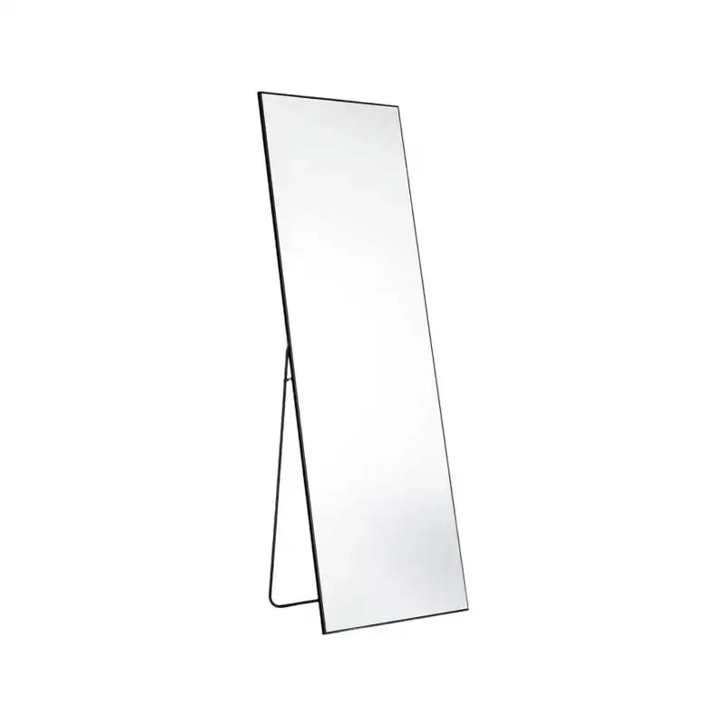 HomeRoots 63 Black Metal Freestanding and Wall Mount Framed Full Length Mirror