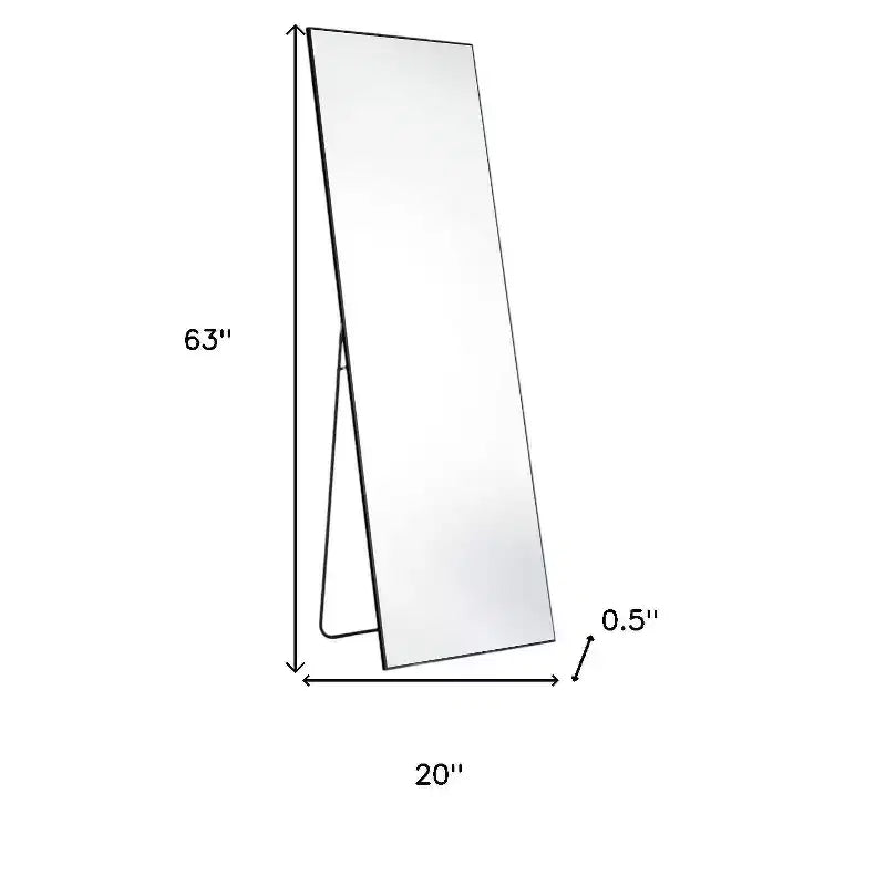Specchio a figura intera HomeRoots 63" nero con cornice in metallo, autoportante o da parete