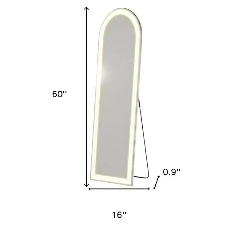 Specchio a figura intera senza cornice HomeRoots 60 Clear Arch, illuminato, da terra e a parete