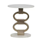 Tavolino d'appoggio Modern Accent con piano in marmo bianco e base scultorea in metallo - Tavolino rotondo contemporaneo per qualsiasi arredamento - 24, bianco e oro