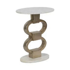Tavolino d'appoggio Modern Accent con piano in marmo bianco e base scultorea in metallo - Tavolino rotondo contemporaneo per qualsiasi arredamento - 24, bianco e oro