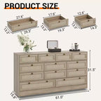Coolmee Comò in Legno con 12 Cassetti in Rattan, Comò Largo 61 cm, Mobile da Ingresso, Comò Armadio in Legno, Comò Moderno Porta TV per TV da 65 Pollici