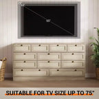 Coolmee Comò in Legno con 12 Cassetti in Rattan, Comò Largo 61 cm, Mobile da Ingresso, Comò Armadio in Legno, Comò Moderno Porta TV per TV da 65 Pollici