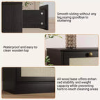 Coolmee Comò in Legno con 12 Cassetti in Rattan, Comò Largo 61 cm, Mobile da Ingresso, Comò Armadio in Legno, Comò Moderno Porta TV per TV da 65 Pollici