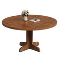 Round Dining Table for 4, Circle Dining Room Table with Wooden Base for Kitchen, Living Room,Walnut