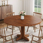 Tavolo da pranzo rotondo per 4 persone, tavolo da pranzo circolare con base in legno per cucina, soggiorno, noce