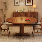 Tavolo da pranzo rotondo per 4 persone, tavolo da pranzo circolare con base in legno per cucina, soggiorno, noce