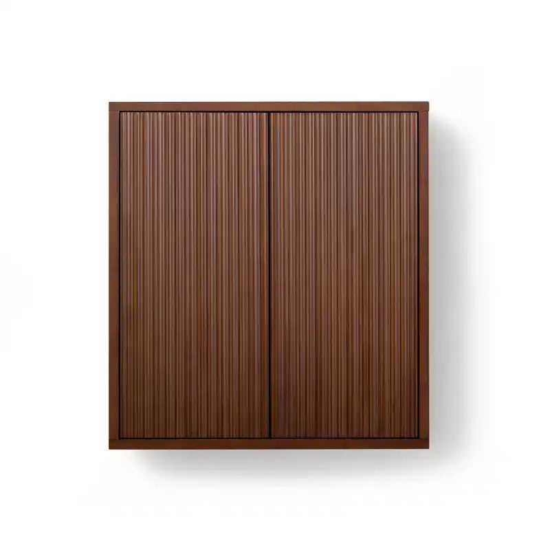 Teamson Home Tremolo Mobiletto da Parete a 2 Ante Moderno Bohemien con Legno Massello e Frontali Scanalati Contemporanei