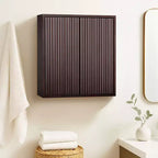 Teamson Home Tremolo Mobiletto da Parete a 2 Ante Moderno Bohemien con Legno Massello e Frontali Scanalati Contemporanei
