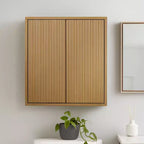 Teamson Home Tremolo Mobiletto da Parete a 2 Ante Moderno Bohemien con Legno Massello e Frontali Scanalati Contemporanei