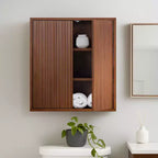 Teamson Home Tremolo Mobiletto da Parete a 2 Ante Moderno Bohemien con Legno Massello e Frontali Scanalati Contemporanei