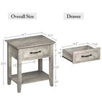 Comodino, set di 2 tavolini con cassetto, comodini set da 2, tavolino contenitore a 2 ripiani con cassettiera per soggiorno, camera da letto, dormitorio, grigio