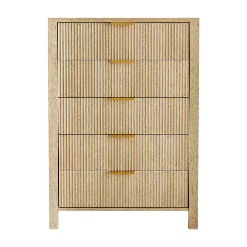 Small Spaces, Fluted 5 Drawer Dresser Modern Farmhouse Wooden Chest for Bedroom