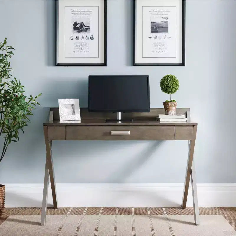 HomeStock Scrivanie da scrittura in legno colore nero da 28 pollici di altezza senza contenitori