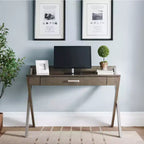 HomeStock Scrivanie da scrittura in legno colore nero da 28 pollici di altezza senza contenitori