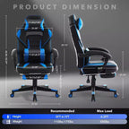 Sedia da ufficio taglie forti, sedia da gaming in pelle con schienale alto e poggiapiedi, sedia da computer ergonomica con supporto lombare e poggiatesta, base girevole a 360°