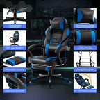 Sedia da ufficio taglie forti, sedia da gaming in pelle con schienale alto e poggiapiedi, sedia da computer ergonomica con supporto lombare e poggiatesta, base girevole a 360°