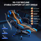 Sedia da ufficio taglie forti, sedia da gaming in pelle con schienale alto e poggiapiedi, sedia da computer ergonomica con supporto lombare e poggiatesta, base girevole a 360°