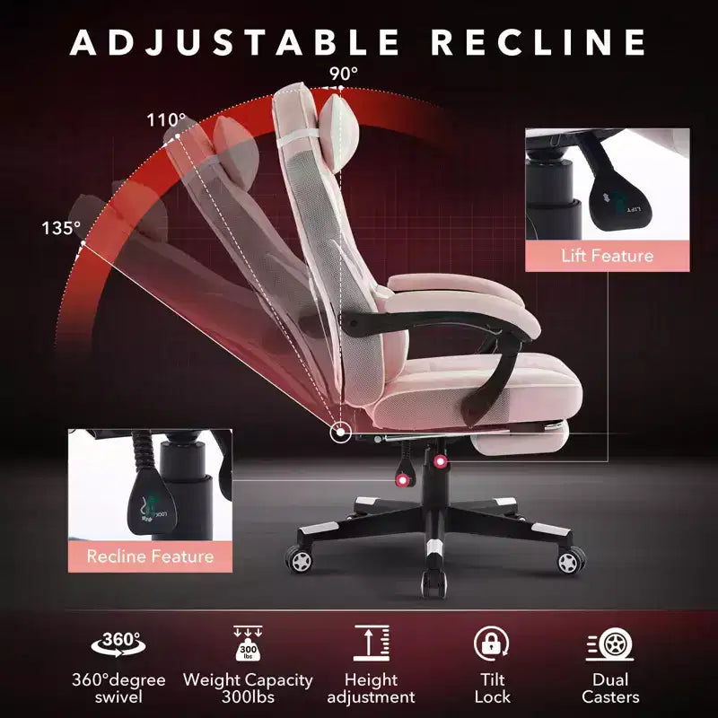 Sedia da ufficio taglie forti, sedia da gaming in pelle con schienale alto e poggiapiedi, sedia da computer ergonomica con supporto lombare e poggiatesta, base girevole a 360°