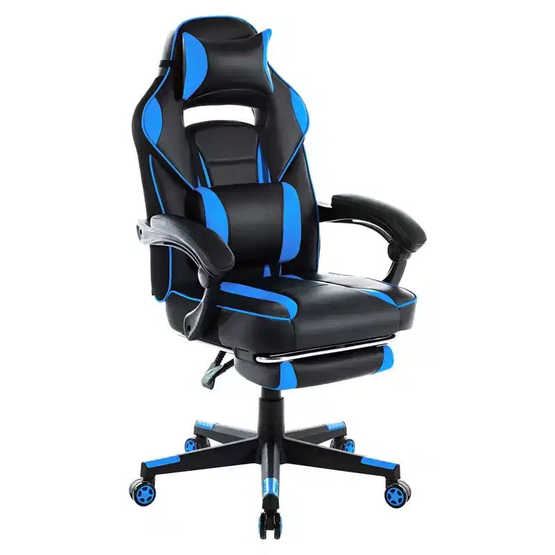 Sedia da ufficio taglie forti, sedia da gaming in pelle con schienale alto e poggiapiedi, sedia da computer ergonomica con supporto lombare e poggiatesta, base girevole a 360°