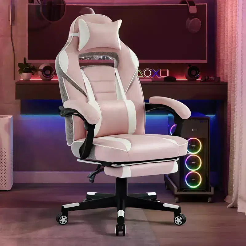 Sedia da ufficio taglie forti, sedia da gaming in pelle con schienale alto e poggiapiedi, sedia da computer ergonomica con supporto lombare e poggiatesta, base girevole a 360°
