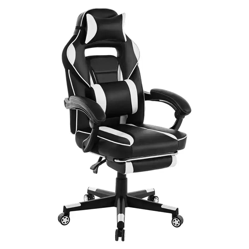 Sedia da ufficio taglie forti, sedia da gaming in pelle con schienale alto e poggiapiedi, sedia da computer ergonomica con supporto lombare e poggiatesta, base girevole a 360°