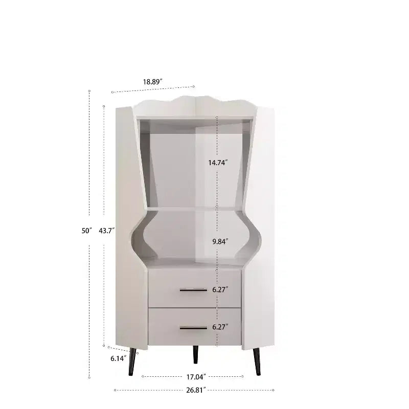 Homy Casa Mobile Bar Angolare Moderno con Ripiani e Cassetti, per Sala da Pranzo o Soggiorno, Bianco
