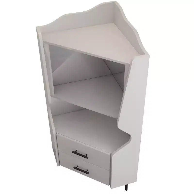 Homy Casa Mobile Bar Angolare Moderno con Ripiani e Cassetti, per Sala da Pranzo o Soggiorno, Bianco