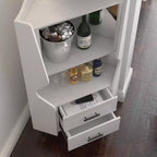 Homy Casa Mobile Bar Angolare Moderno con Ripiani e Cassetti, per Sala da Pranzo o Soggiorno, Bianco