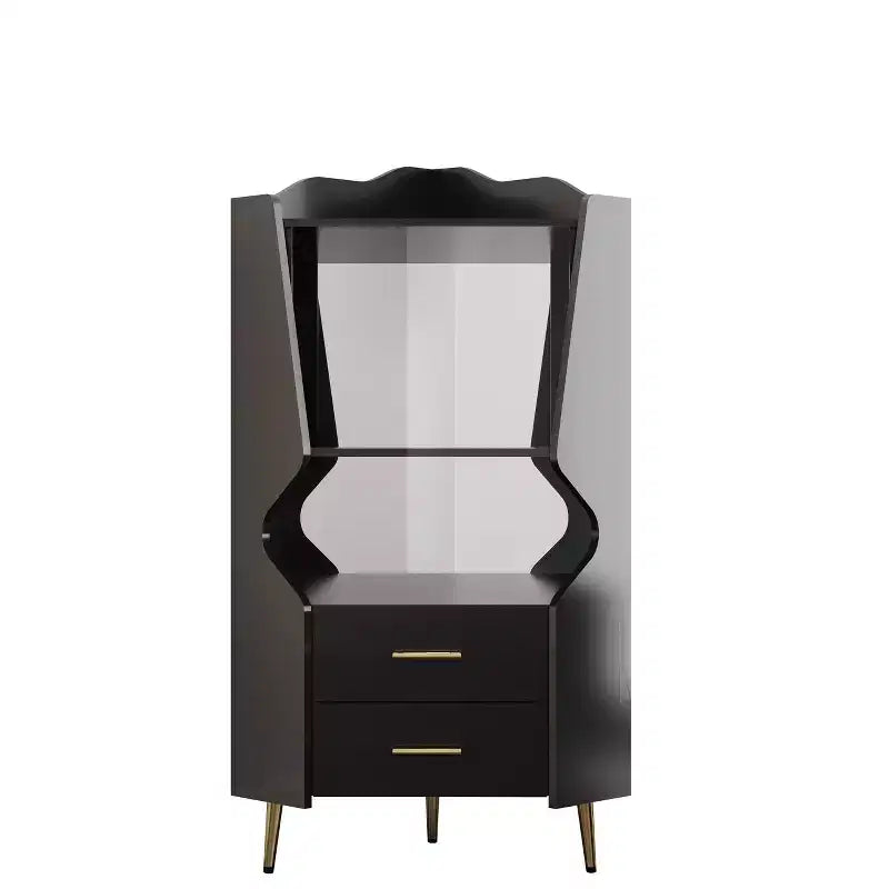 Homy Casa Mobile Bar Angolare Moderno con Ripiani e Cassetti, per Sala da Pranzo o Soggiorno, Nero
