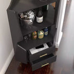 Homy Casa Mobile Bar Angolare Moderno con Ripiani e Cassetti, per Sala da Pranzo o Soggiorno, Nero