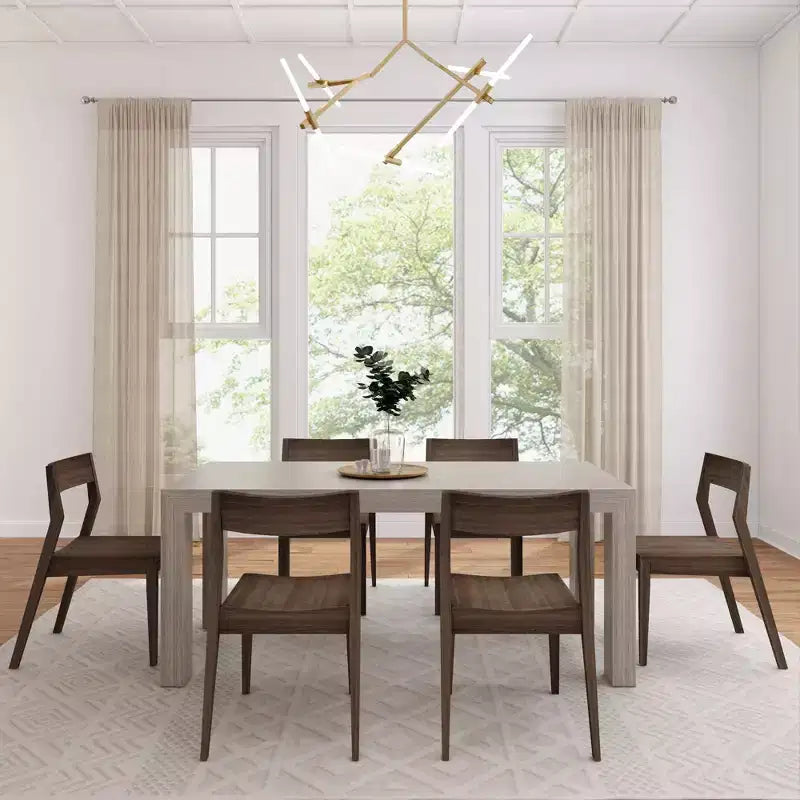 Plank+Beam 72 Set Tavolo da Pranzo Moderno in Legno Massello, + 6 Sedie Noce