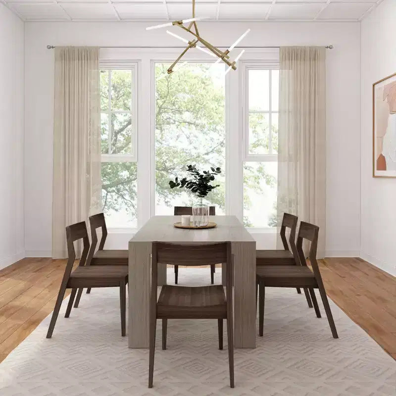 Plank+Beam 72 Set Tavolo da Pranzo Moderno in Legno Massello, + 6 Sedie Noce