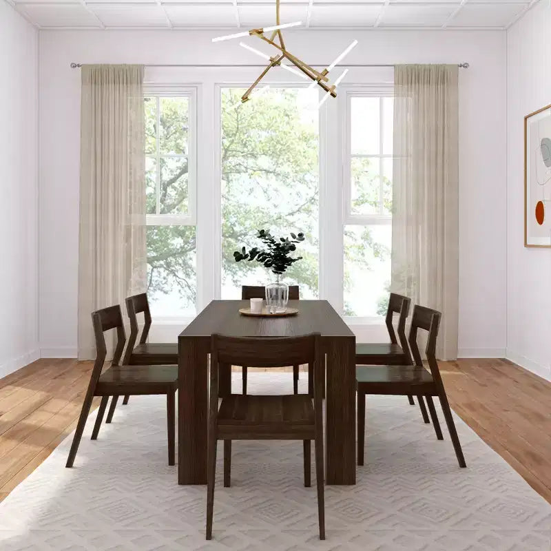 Plank+Beam 72 Set Tavolo da Pranzo Moderno in Legno Massello, + 6 Sedie Noce
