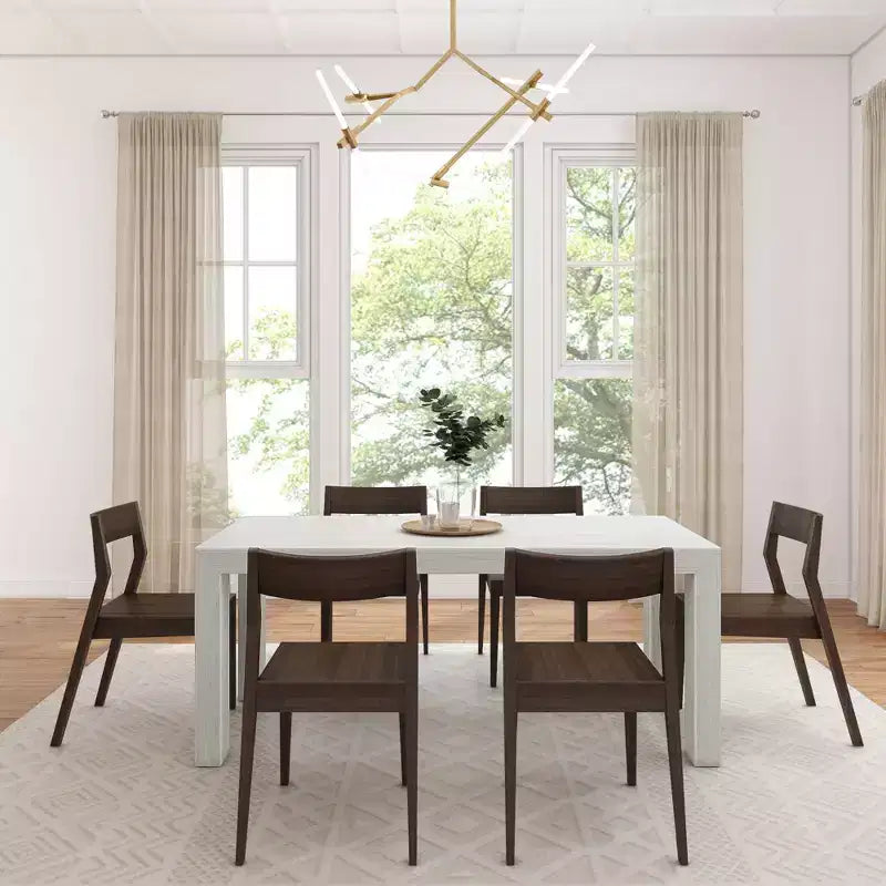 Plank+Beam 72 Set Tavolo da Pranzo Moderno in Legno Massello, + 6 Sedie Noce