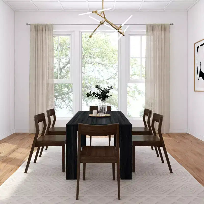 Plank+Beam 72 Set Tavolo da Pranzo Moderno in Legno Massello, + 6 Sedie Noce