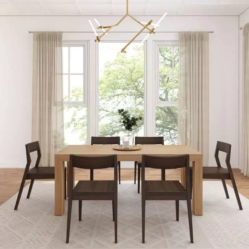 Plank+Beam 72 Set Tavolo da Pranzo Moderno in Legno Massello, + 6 Sedie Noce