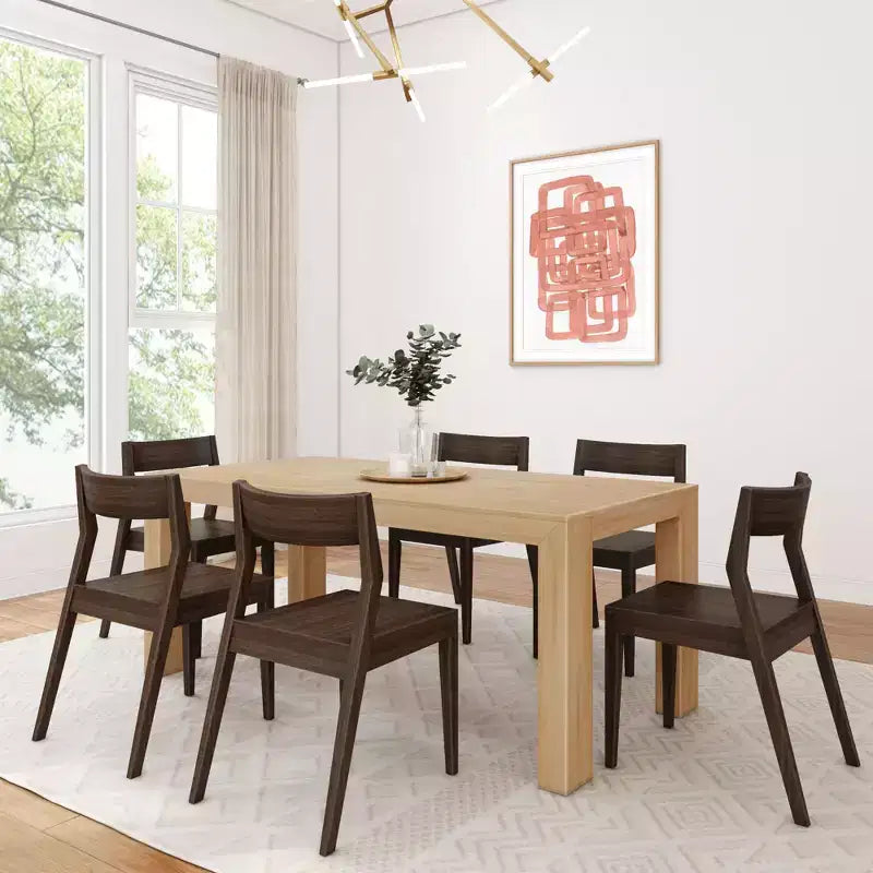Plank+Beam 72 Set Tavolo da Pranzo Moderno in Legno Massello, + 6 Sedie Noce