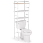 Home Zone Living Over-the-Toilet 3-Tier Storage Organizer with Bamboo Accent and Steel Frame, Freestanding Bathroom Shelf, White