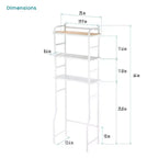 Home Zone Living Organizer Contenitore Salvaspazio a 3 Ripiani Sopra il WC con Dettagli in Bambù e Struttura in Acciaio, Scaffale da Bagno Autoportante, Bianco